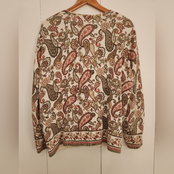 ALFRED DUNNER Button Down Sweater Paisley Multicolor Long Sleeve Size 2XL - Picture 2 of 4